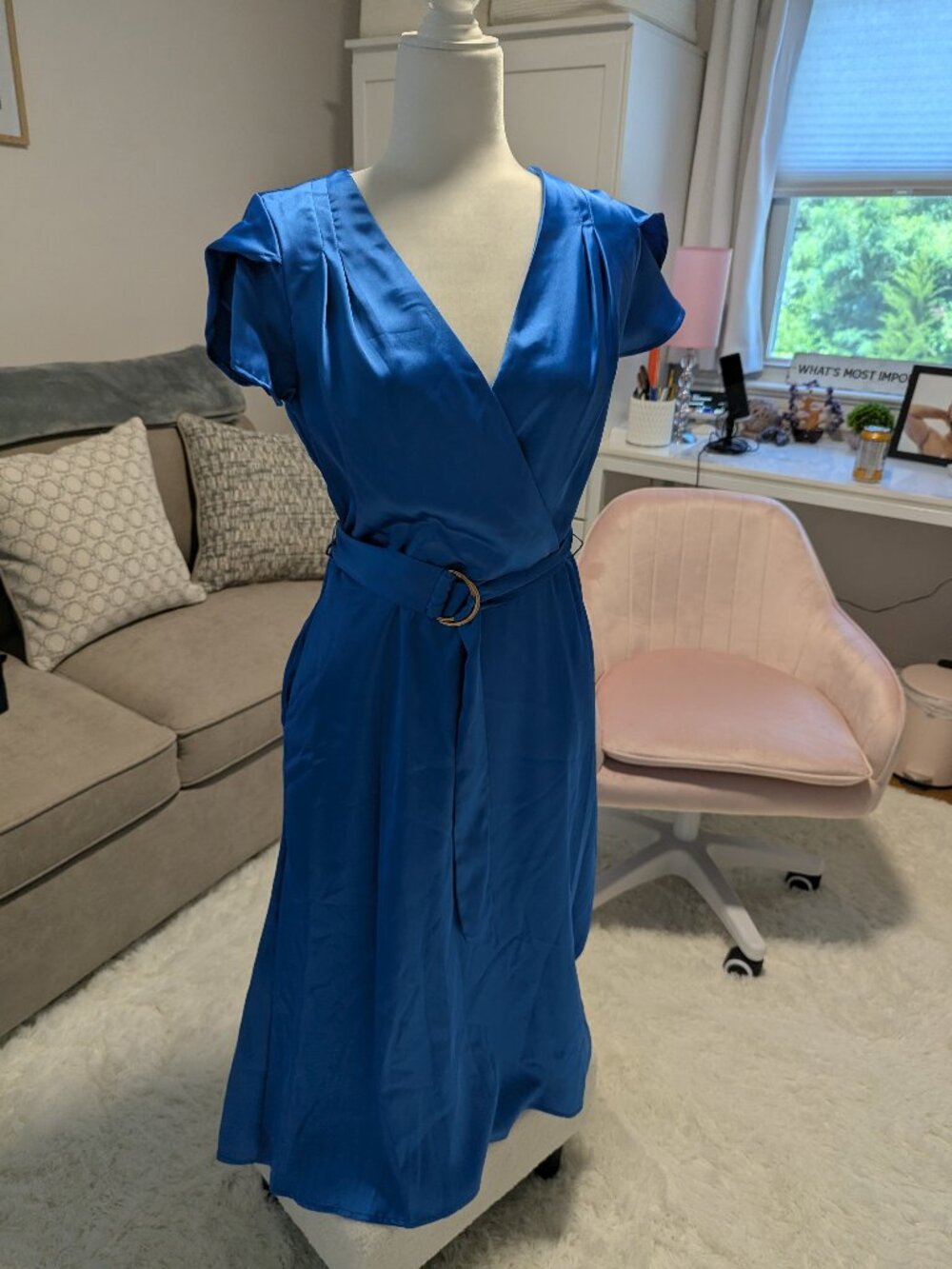 Royal Blue Silk Tahari Dress NEW, NEVER WORN, SIZE 8